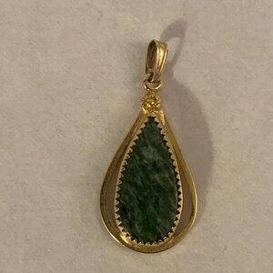 Catamore 12K Gold-Filled Nephrite Jade Pendant • Vintage Signed 1/20 12KGF